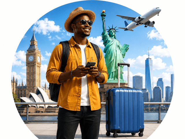 Traveler ready for an international trip